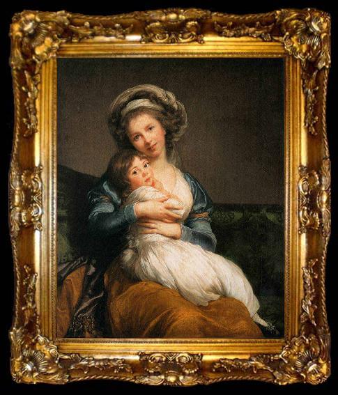 framed  Elisabeth Louise Viegg-Le Brun self portrait with Her Daughter, ta009-2